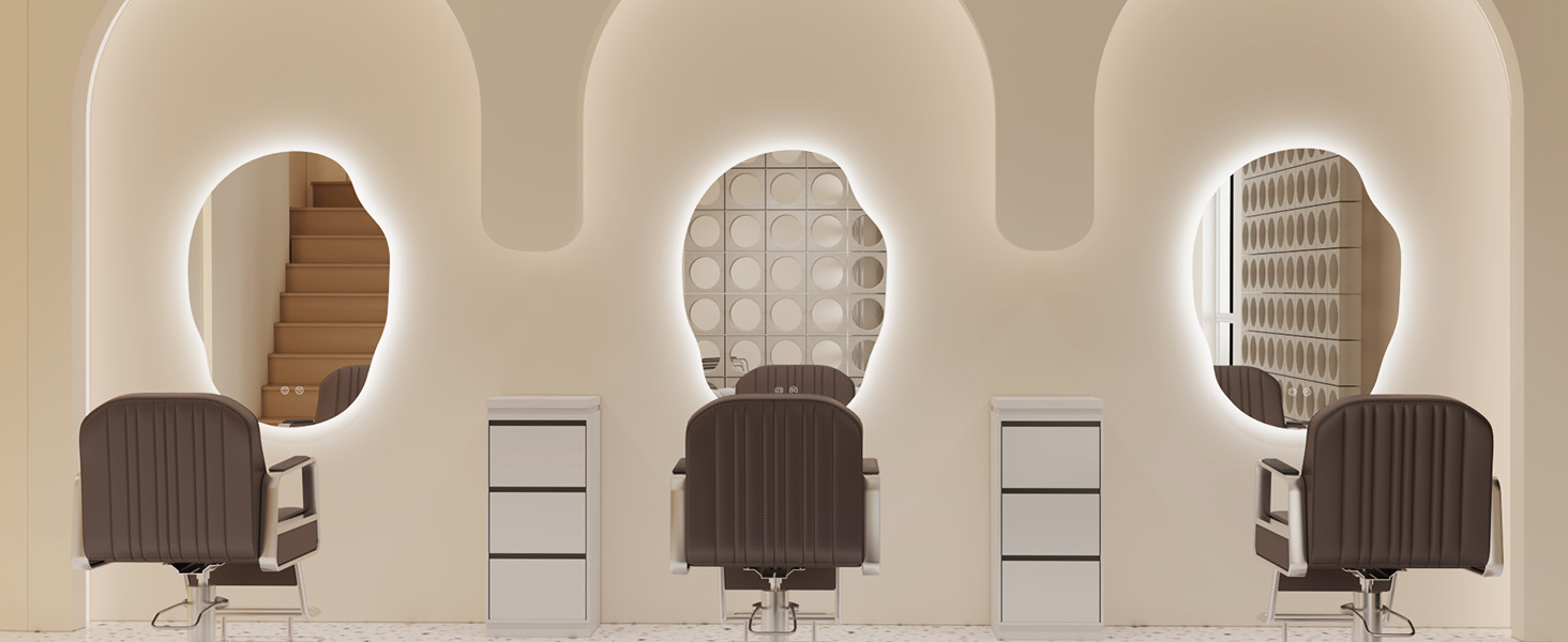 Дзеркало для ванної кімнати з підсвічуванням, арочне, без рами 50x75 см. Touch-панель, регулювання яскравості, 3 кольори світла, запобігання запотіванню