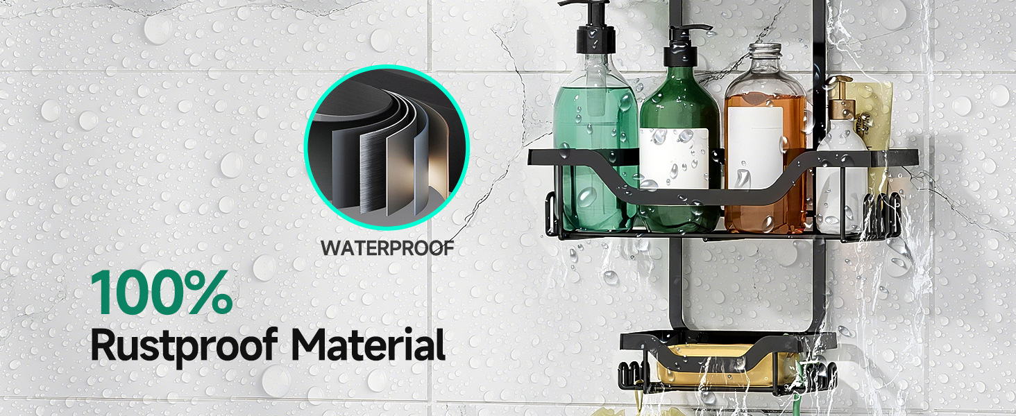 Поличка для душу без свердління, чорна. Настінна поличка для душу з 3 кошиками для шампуню та гелю для душу (Стиль B)