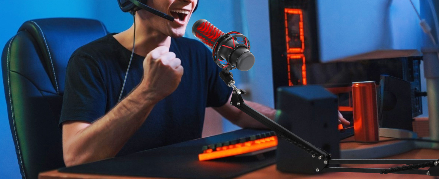 Кріплення для мікрофона HyperX QuadCast та інші - кріплення на стіл з поп-фільтром, сумісне з Blue Yeti, Razer Seiren Mini, YOUSHARES (8. Low Profile)