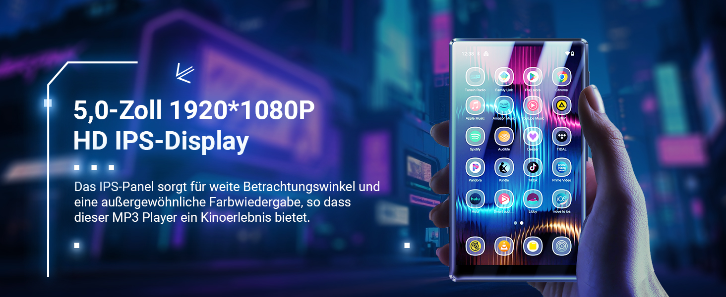 MP3 плеєр Mechen 256GB Bluetooth WiFi Android 13, 5.0