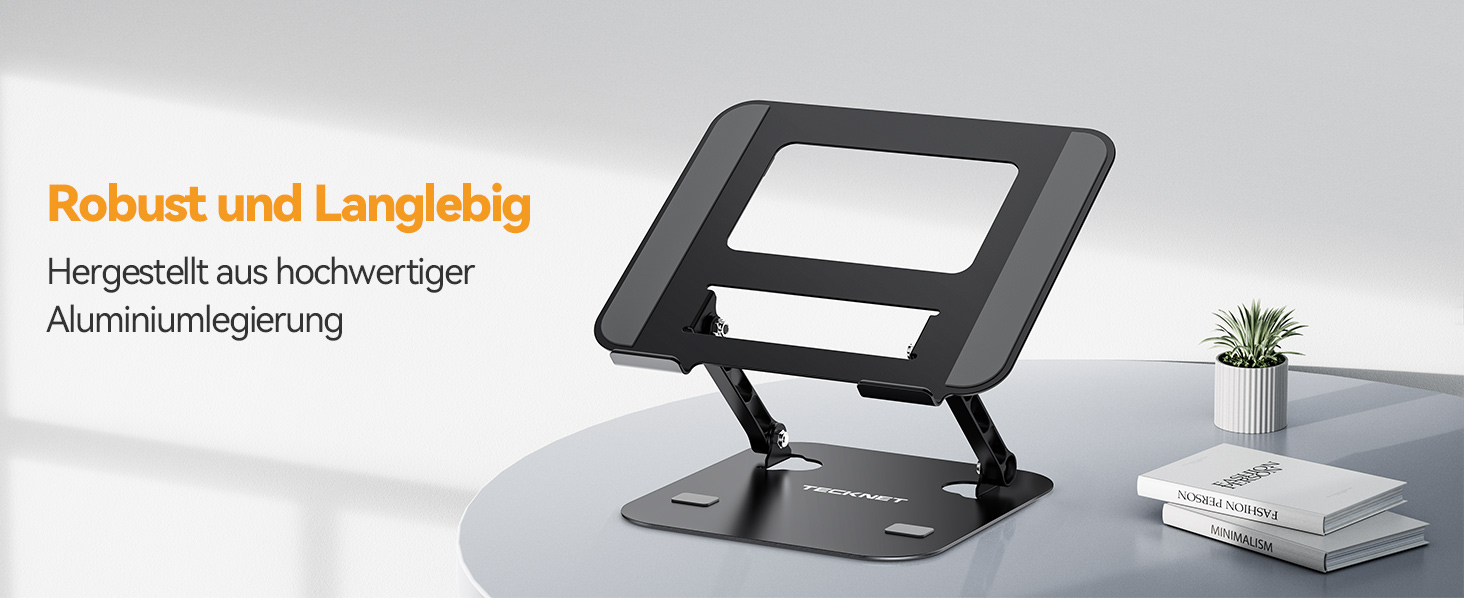 Підставка для ноутбука TECKNET, регульована по висоті, ергономічна, складна, портативна, з вентиляцією, сумісна з ноутбуками та планшетами 11-17.3 дюймів (чорна)