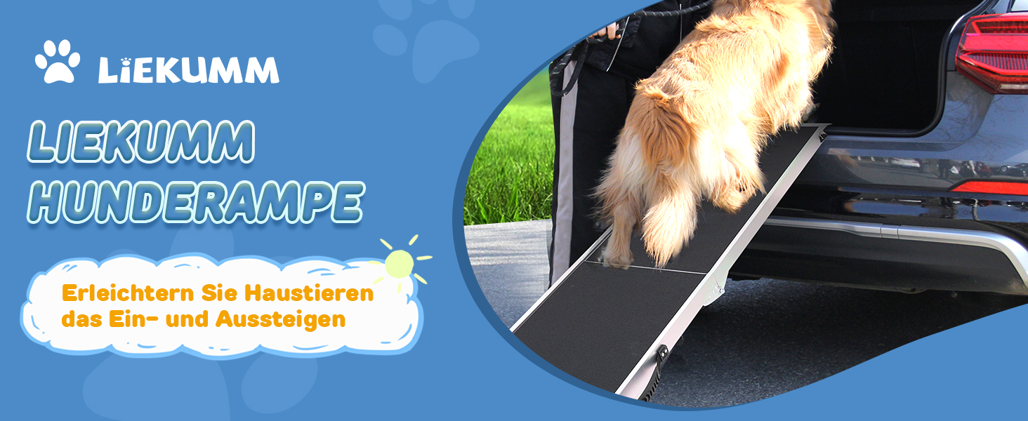 Рампа для собак Liekumm 90 кг, телескопічна, алюмінієва, 99-182 см, для авто, кросоверів, сходів, дверей