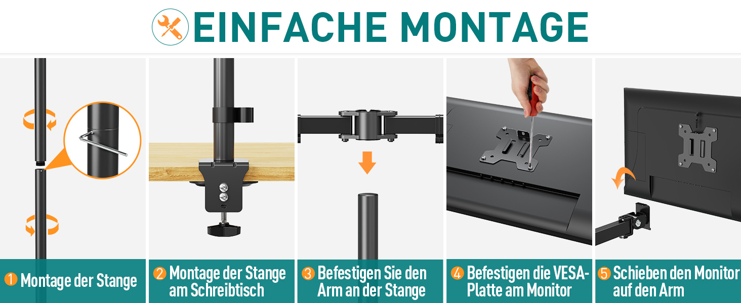 Тримач для моніторів ELIVED EV4013 на 3 монітори, 17-32 дюйми, VESA 75/100mm, регулювання висоти, 80 см