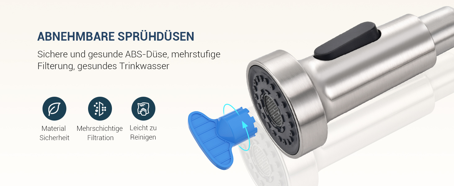 Змішувач для кухні APPASO 3-Wege, чорний, з нержавіючої сталі, 360° обертання, для фільтрації води