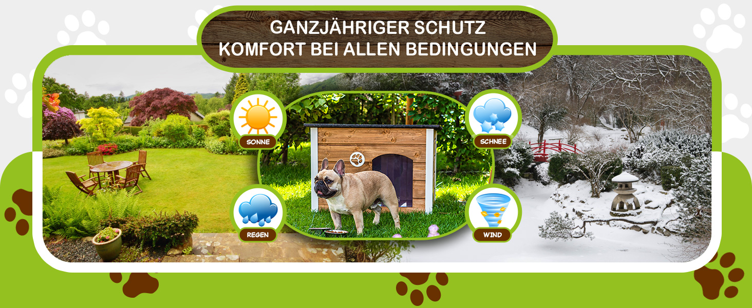 Будка для собак середнього розміру Outentin - тепла, ізольована, для вулиці, сіра, 76x60x60 см