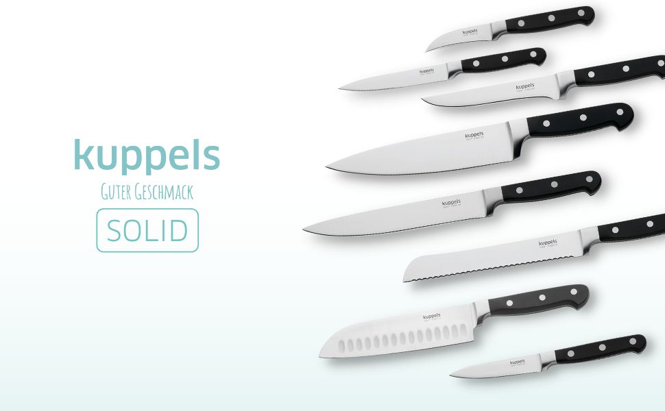 Ніж кухарський Kuppels SOLID, професійний, з нержавіючої сталі, гострий та довготривалий, кухонний, для професійного використання