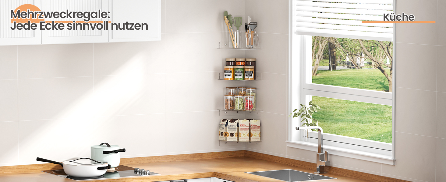 Настінні полиці Upsimples, 4 шт., білі, без свердління, 38x10 см, для ванної, спальні та кухні