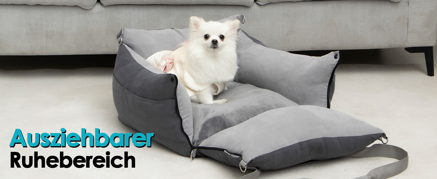 Portable Dog Car Seat for Small & Medium Dogs Under 15KG - Washable & Secure Travel Bed with Storage Pockets