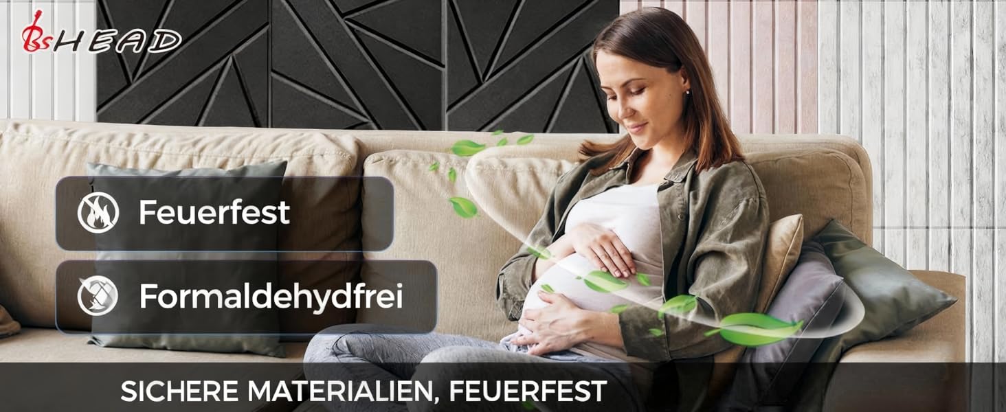 Акустичні панелі BSHEAD самоклеючі для звукоізоляції стін, шумопоглинаючий пінополіуретан 30x30x1.2 см, чорний