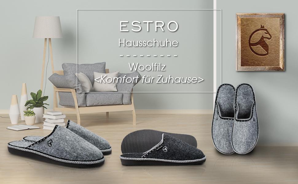 Чоловічі тапочки ESTRO з повсті, зимові, теплі, чорні, розмір 43 EU