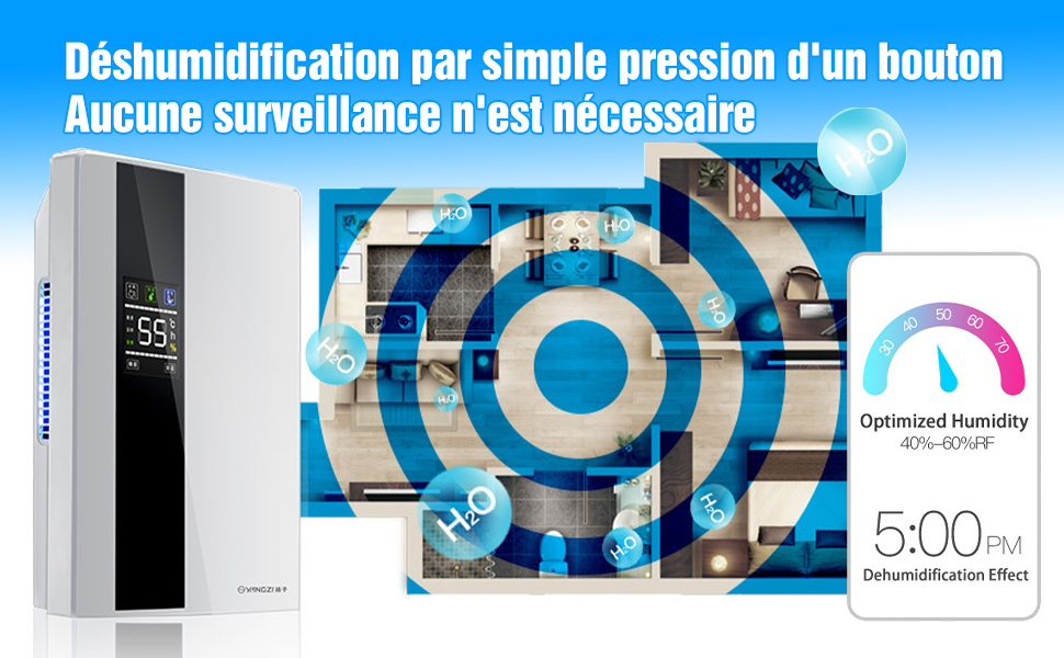 Електричний осушувач повітря 2-в-1 з очищувачем, тихий для дому, LED-дисплей, інтелектуальне керування вологістю, таймер 24 год, пульт ДУ