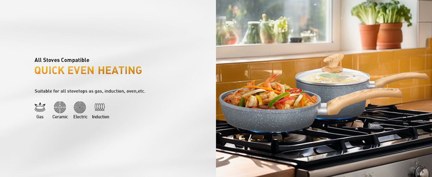 Набір посуду DishDelight з гранітним покриттям для індукційних плит (12 предметів)