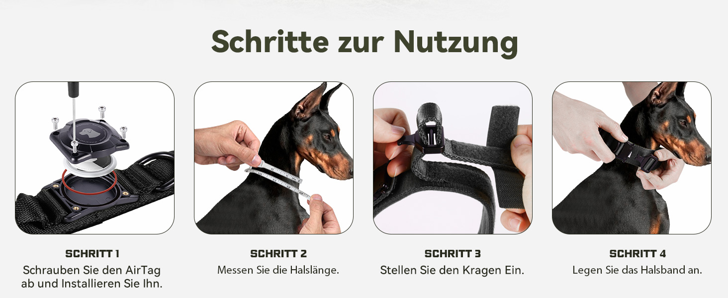 Тактичне обплетене нашийник для собак з ручкою, водонепроникний нашийник з Airtag, товстий регульований нашийник для собак з м'якою підкладкою, металева застібка для середніх та великих собак (Хакі, L(18'-23'))