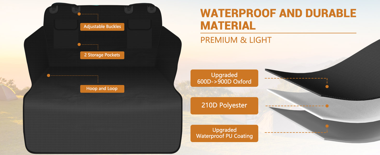 Захист для багажника авто для собак з боковими та захистом краю, універсальний 185x102см, 600D, водонепроникний, стійкий до подряпин, чорний