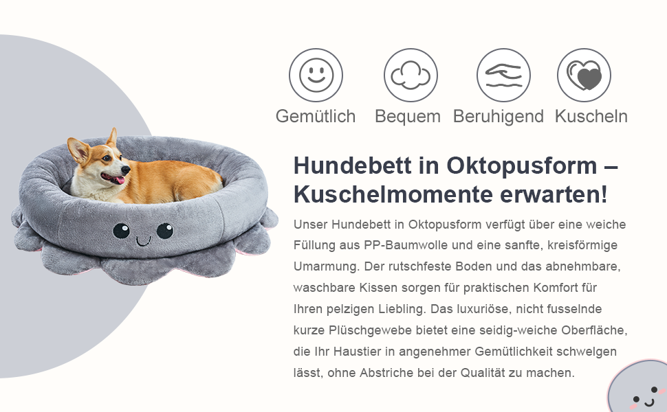 Кругле ліжко для собак та котів Jiupety Boho, рожеве/сіре, XL/M, знімний коврик, ліжко-антистрес для великих собак