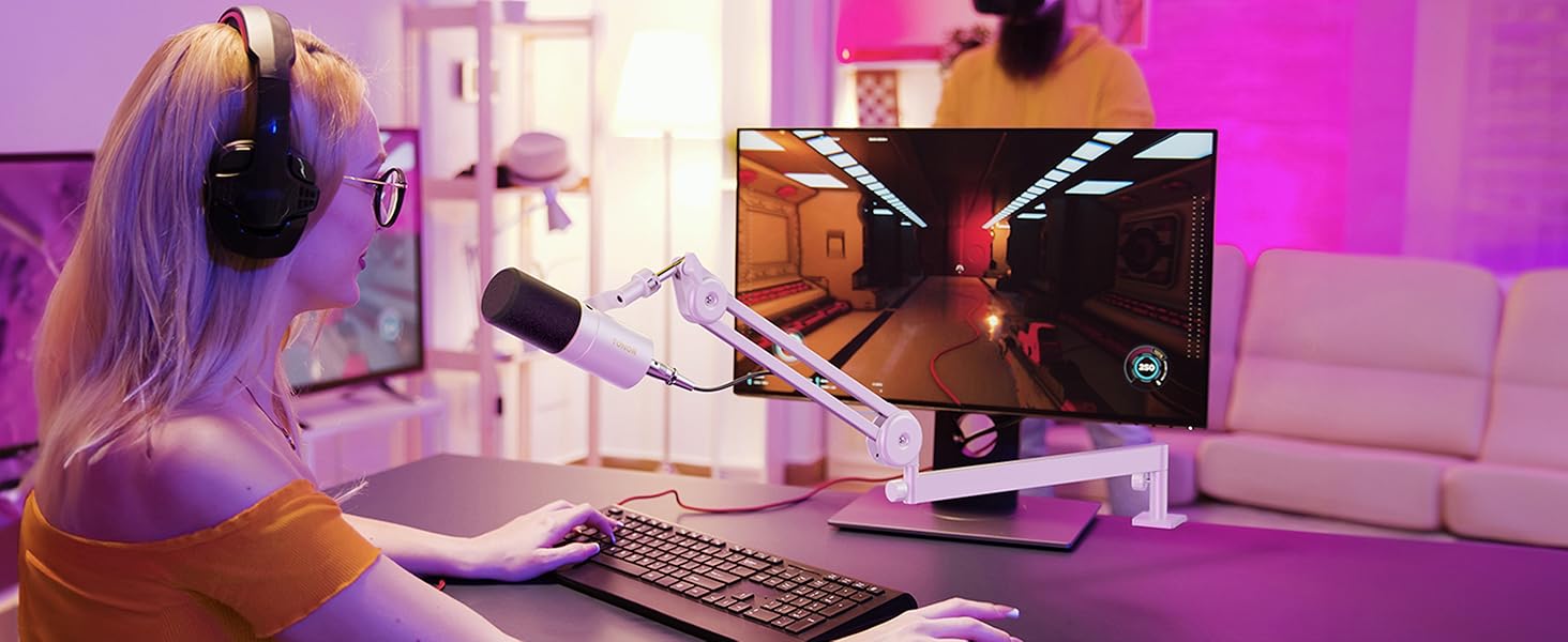 Кріплення для мікрофона TONOR T20LP: низькопрофільний кронштейн для геймінгу та подкастингу, регульований, сумісний з багатьма моделями