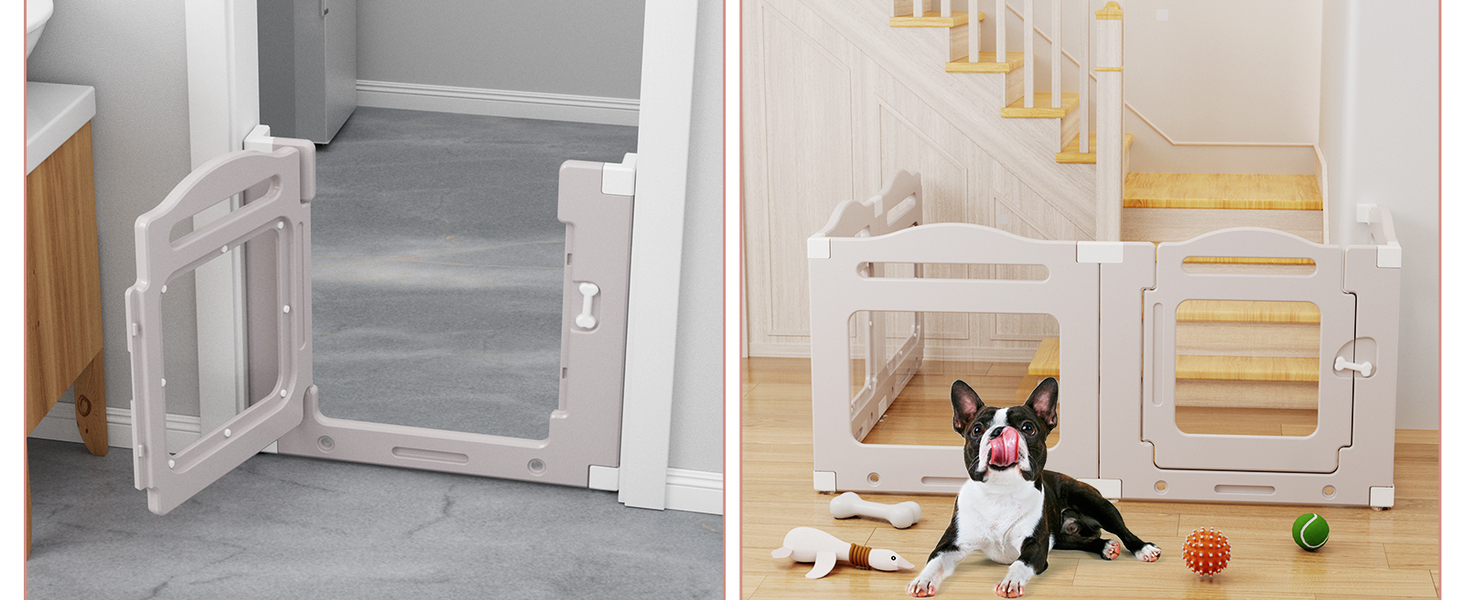 Клітка для цуценят з акрилу 60 см, 7+1 шт. з дверцятами, без ґрат, для дому, з присосками, прозора, теплий сірий колір, для собак та цуценят