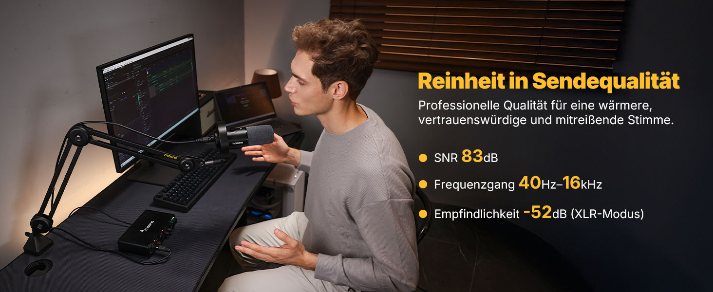Мікрофон MAONO PD300XS для подкастів, стрімінгу та студійної звукозапису: динамічний XLR/USB мікрофон з шумозаглушенням, 192kHz-24Bit Hi-Fi