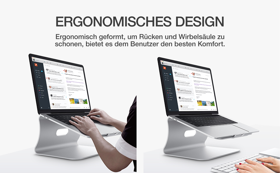 Підставка для ноутбука з алюмінію, Heat-Vent, сумісна з MacBook, Dell, HP, Lenovo, Microsoft Surface, Samsung, 11-16 дюймів, сірий (патентована) (102S-Silver)