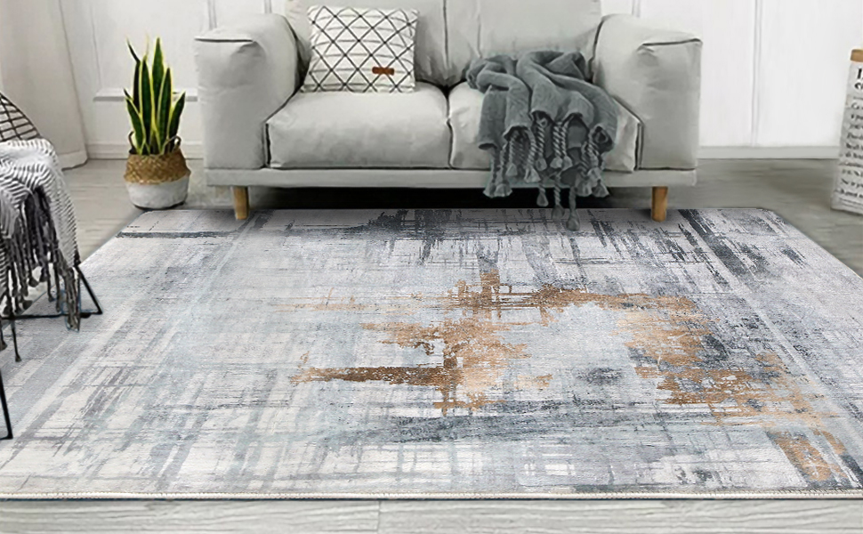 Килимок Tinyboy-HBQ для вітальні та спальні: сучасний дизайн, короткий ворс, сірий (80 x 120 см)