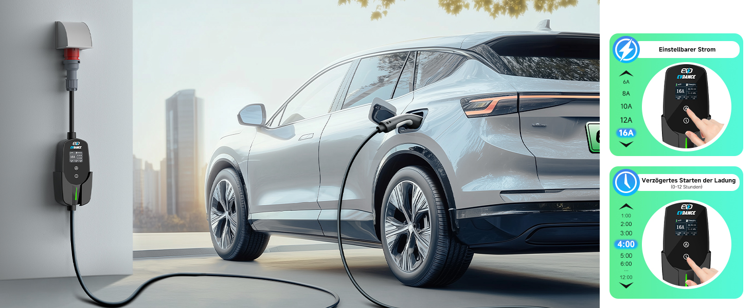 Кабель для зарядки електромобіля Type 2 Schuko, 3.68 кВт, 6.1 м, 6-16A (Чорний)