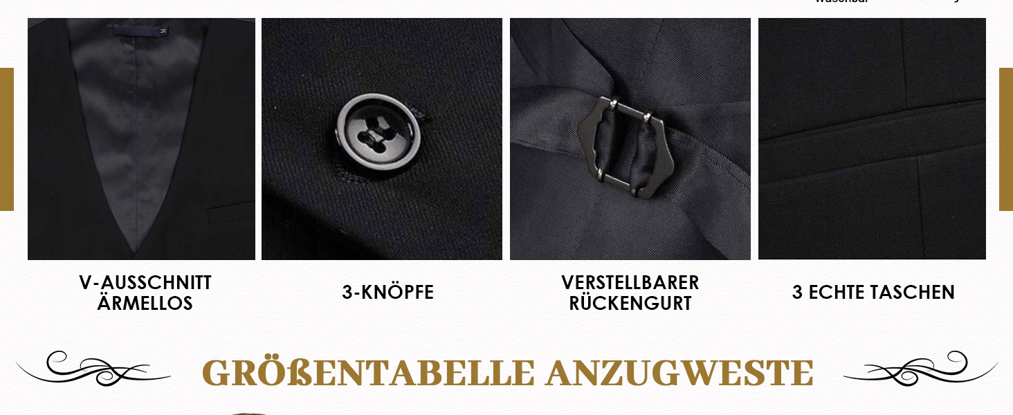 Костюмний жилет чоловічий HISDERN: елегантний, slim fit, для весілля та офіційних заходів, 3 ґудзики, кишені, S-4XL, бежевий XL