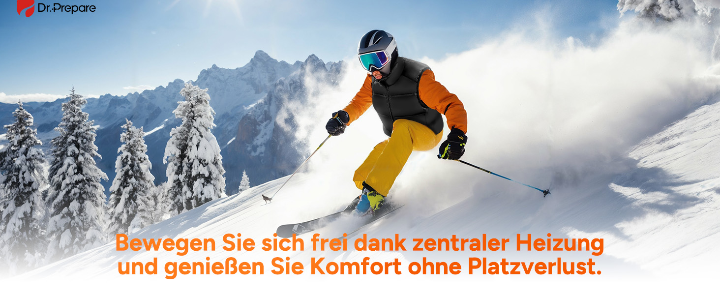 Обогрівальна жилетка Dr.Prepare для чоловіків та жінок з Powerbank 16000mAh, 3 режими нагріву, 10 зон нагріву, для активного відпочинку, подорожей, спорту, чорна