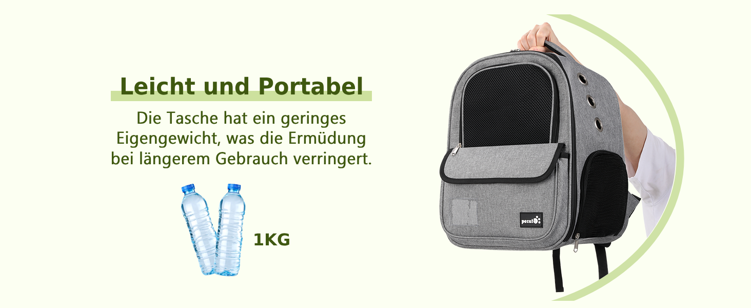 Рюкзак для кота/маленької собаки Pecute, 6 кг, сірий. Зручний, дихаючий, з безпечним тросом та замком. Для подорожей та прогулянок.