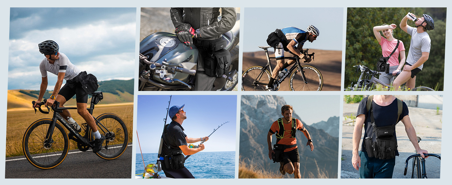 Тактична набедрена сумка Jueachy, водонепроникна, для мотоциклів, риболовлі, кемпінгу, чорна