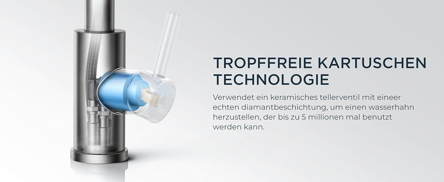 Змішувач кухонний FORIOUS висувний з душем, шланговий, нержавіюча сталь, 360° обертання, 2 режими, L-подібний