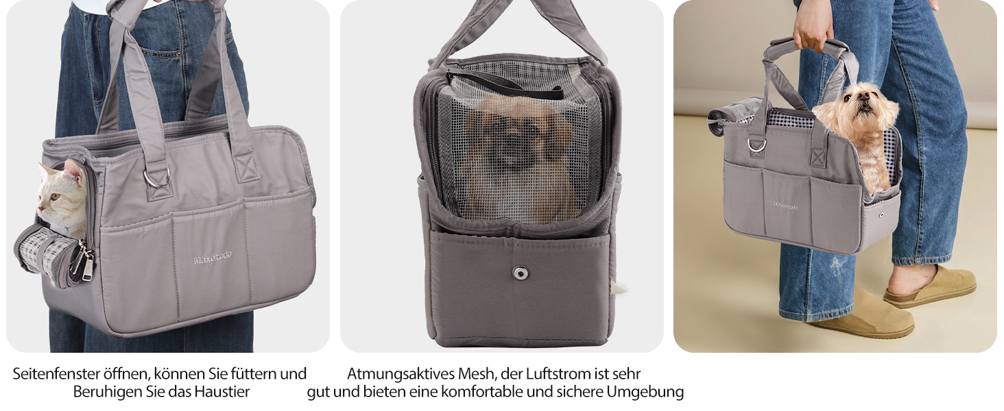 Складана переносна переносна коробка для собак та котів - переносна собача коробка/сумка для транспортування до 4 кг собак та 5 кг котів для подорожей та авто | Сірий 40x16x32 см, сірий L 16 x B 32 x H 40 см