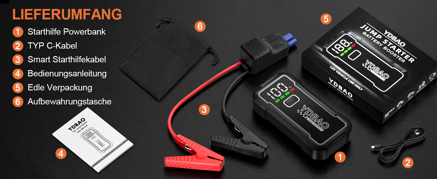 Бустер для автомобіля Starthilfe Powerbank 10000A для 12V авто, пусковий пристрій 9188DE