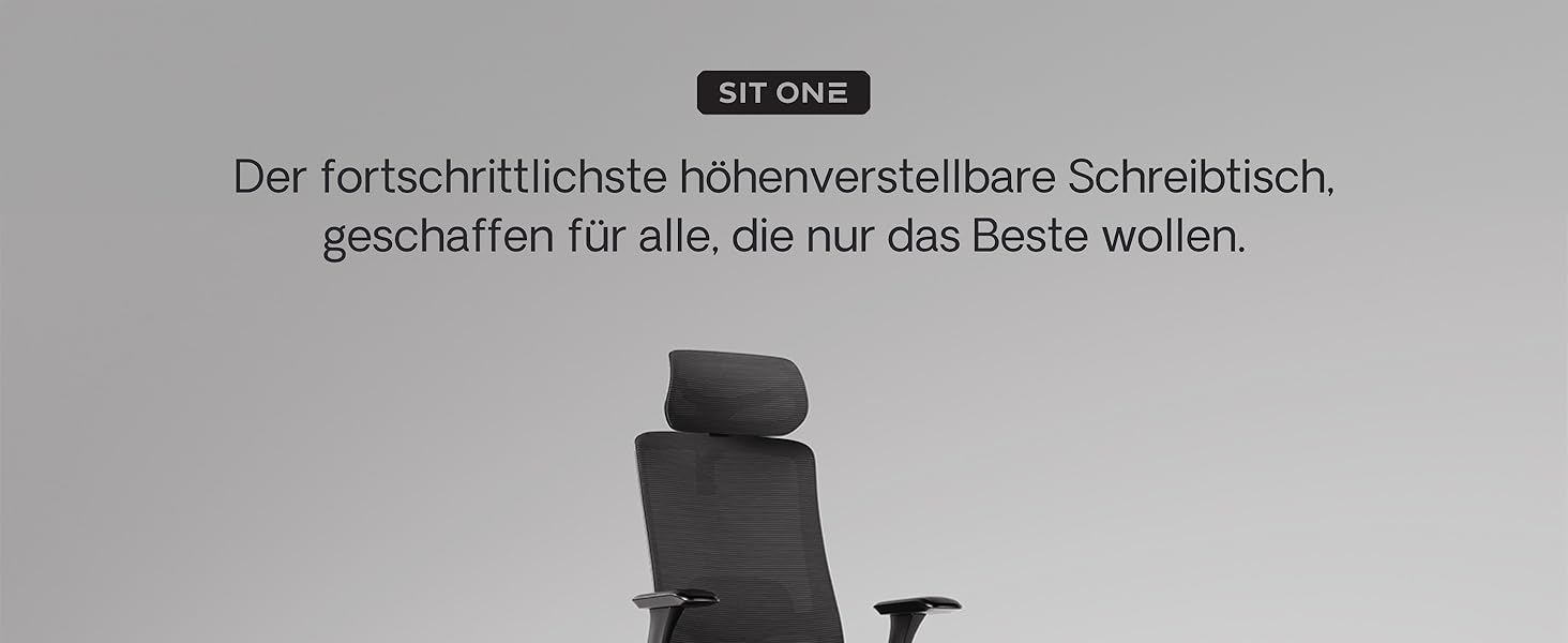 Офісний стіл Desktronic з регулюванням висоти та підтримкою попереку | Ергономічний крісло для офісу з дихаючою тканиною, широке сидіння, сірий SitOne