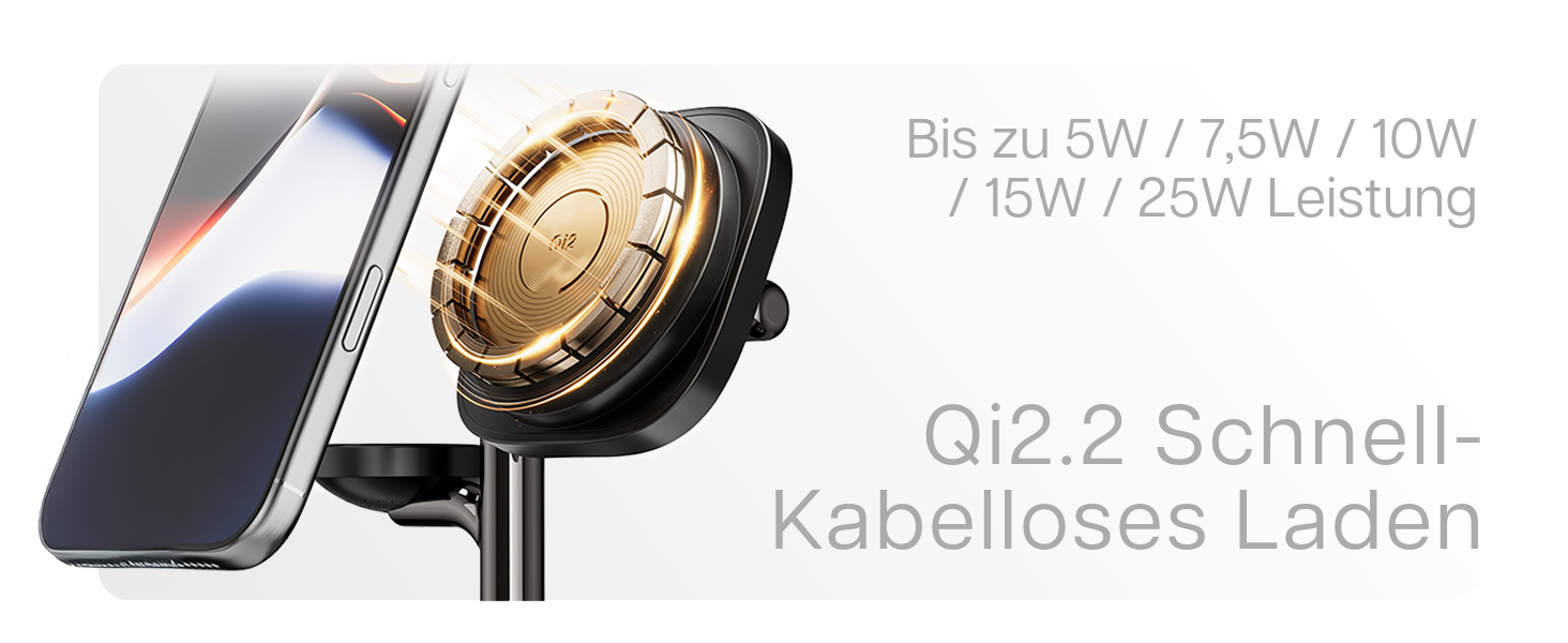 Бездротова зарядна станція 5-в-1 MMOBIEL MagSafe Qi2.2 25W: годинник, Bluetooth-колонка, нічник LED для iPhone, Apple Watch, AirPods - Чорна