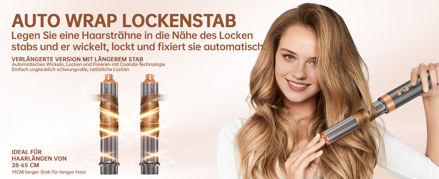 Webeauty Airstyler 7-в-1: фен-щітка, плойка, випрямляч, 110000 об/хв, 25 м/с, 500 млн негативних іонів, сірий золотий