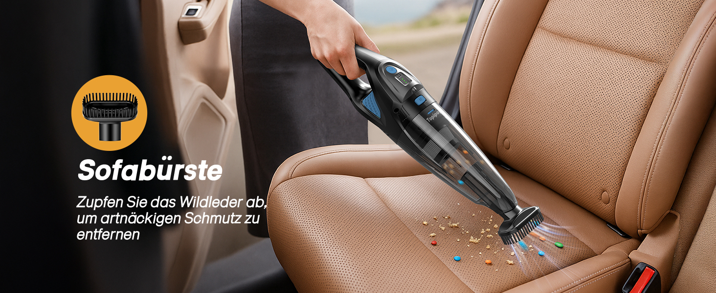 Акумуляторний пилосос Topipop Handstaubsauger 25000Pa з HEPA-фільтром для дому, авто, шерсті тварин (чорний)