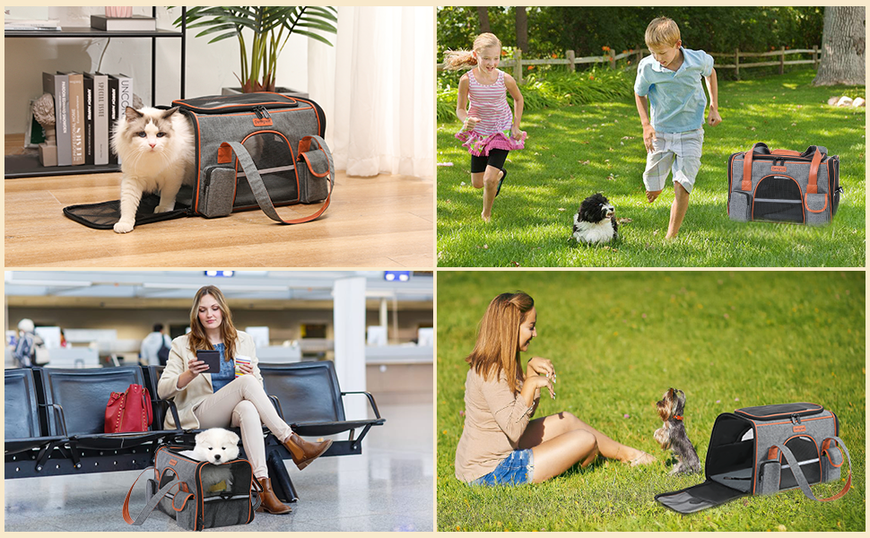 Транспортна сумка Demigreat для котів та собак до 7 кг, дихаюча переноска для середніх та маленьких котів та собак, сумка-переноска для тварин M (42x22x25CM), темно-сіра