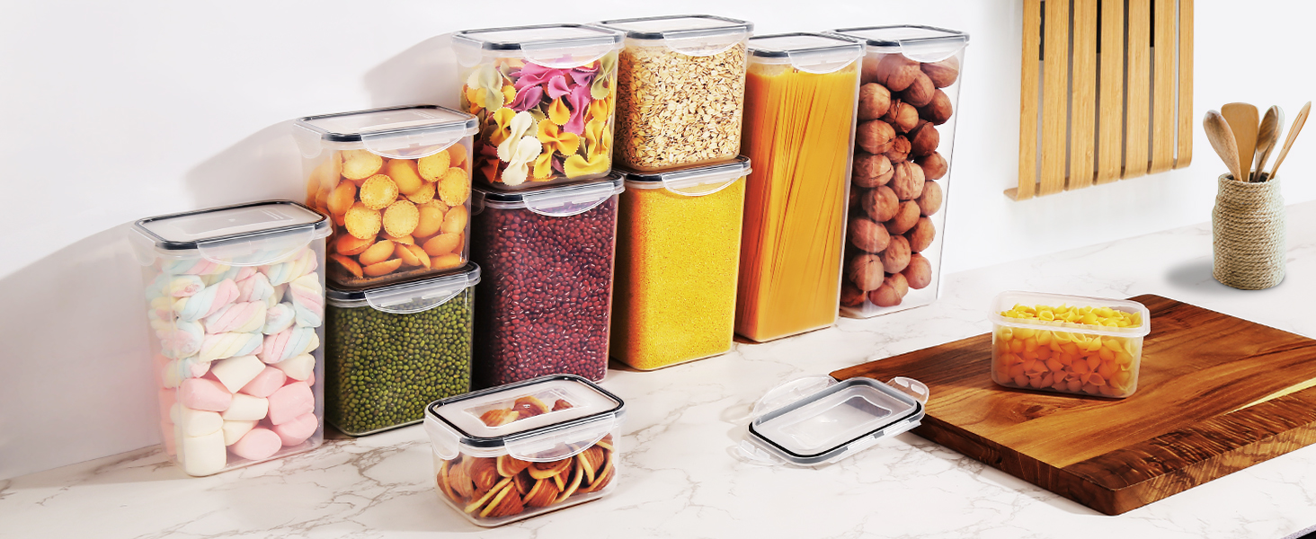Контейнери для зберігання YASHE 24 шт. з кришкою, герметичні, BPA-free, для сухих продуктів, мюслі, борошна та цукру