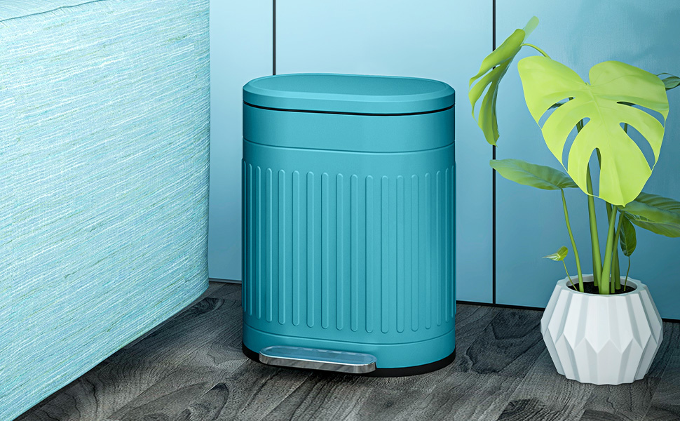 HOMCOM Відро для сміття кухонне 20л металеве з м'яким закриттям кришки, анти-відбитки, знімний внутрішній відро, блакитне