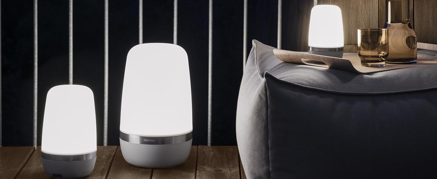 Світлодіодна акумуляторна лампа Blomus SPIRIT для вулиці, настільна, USB-зарядка, розмір S, платиново-сіра