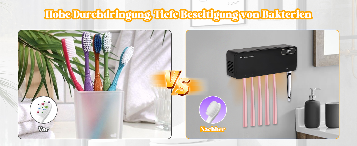 Тримач для зубних щіток настінний з УФ-дезінфекцією, електричний, для 7 щіток, USB, 2000mAh, 3 режими, для дому, ванної кімнати, душу (Чорний)