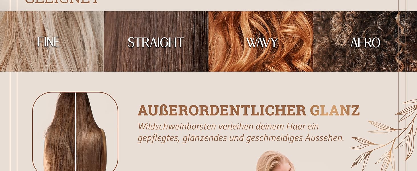 Дерев'яна щітка для волосся Lampox з щетиною кабана: масаж голови, догляд за волоссям, розчісування для довгих волосся та кучерявого волосся, для жінок, чоловіків та дітей