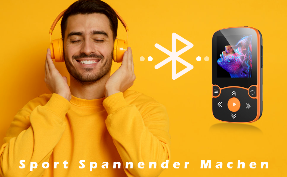 MP3 плеєр AGPTEK Bluetooth 5.0 32GB Orange - кліпса, TFT екран, підтримка TF карти до 128GB