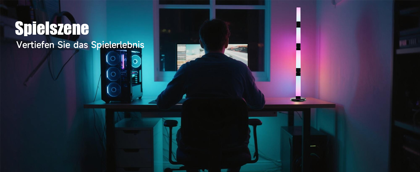 LED лампа настільна Electight RGB з димеруванням, 82 см, 800 люмен, складний дизайн, пульт та додаток, 16 млн кольорів, 99 режимів, синхронізація з музикою та таймер, для читання, офісу та ігор