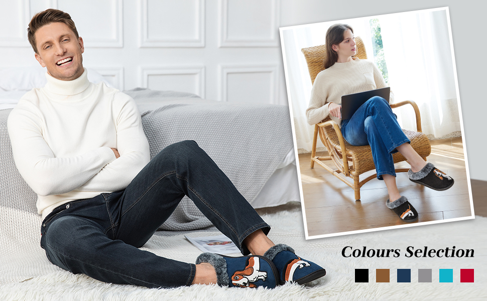 Тапочки домашні жіночі чоловічі з вишивкою у вигляді милого собачки, теплі, з плюшевою підкладкою, зимові, 36/37 EU, коричневого кольору