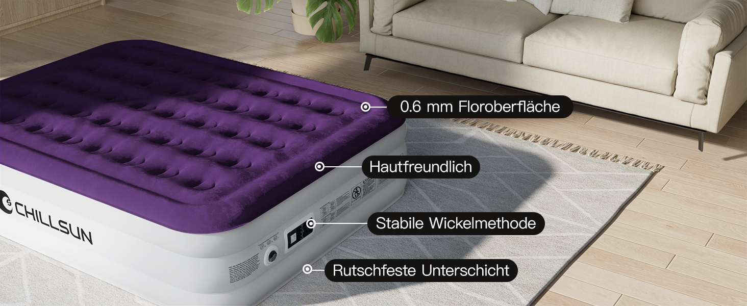 Надувний матрац CHILLSUN 190x100x40 см з вбудованим насосом. Самостійно надувний, для дому, гостей, кемпінгу та подорожей. Односпальний/Twin матрац 41 см