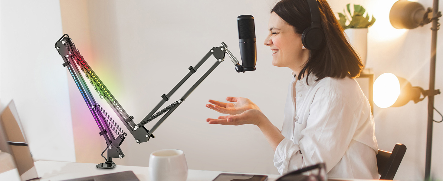 Тримач для мікрофона з RGB підсвіткою: регульований кріплення на стіл для TikTok Live-Streaming та співу