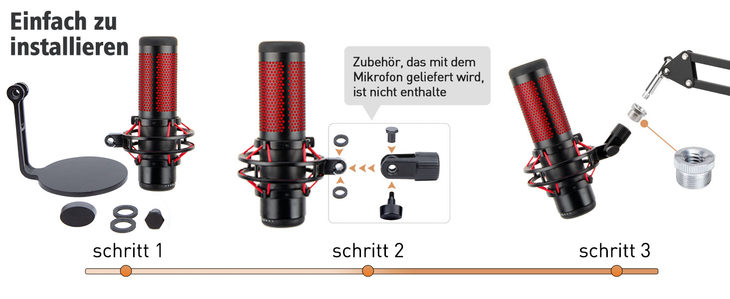SUNMON Тримач для мікрофону HyperX QuadCast та інші - універсальний кріплення для мікрофону з регулюванням, 3/8' - 5/8' адаптер, чорний