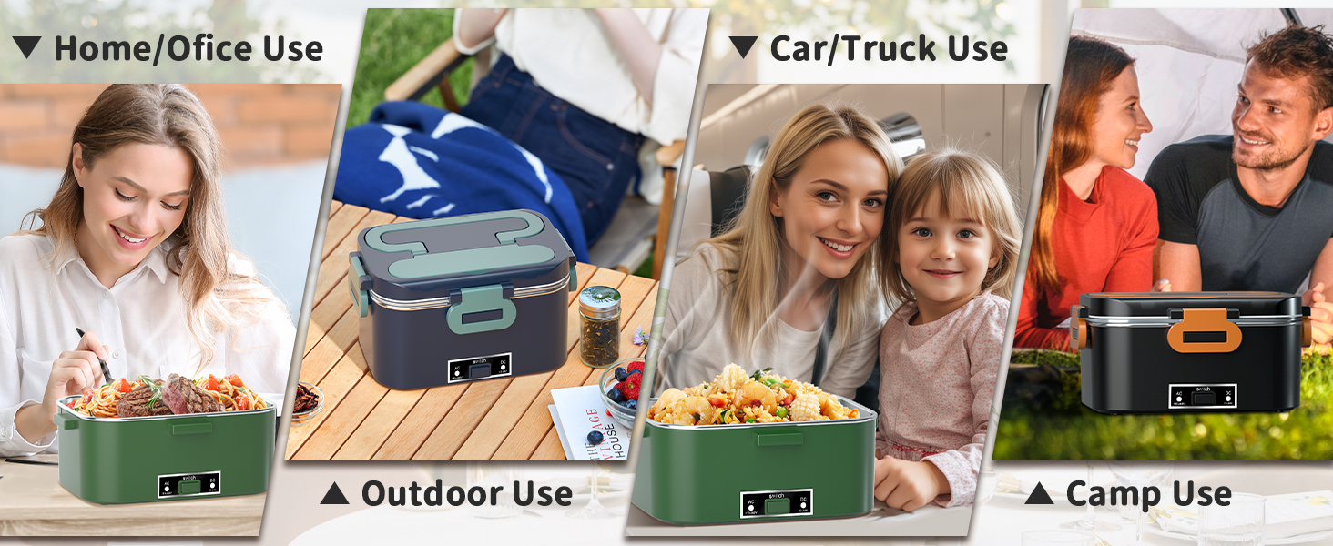 Електрична ланчбокс SOOOEC 100W, 3-в-1 з нержавіючою сталі, 12V/24V/220V для авто/офісу, з ізольованою сумкою (Оранжево-Чорний), 1.8L