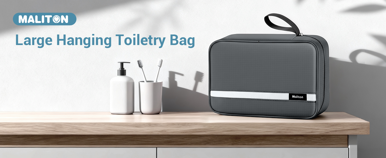 Сумка для туалетних аксесуарів Maliton: велика водонепроникна сумка-органайзер для подорожей, спорту та басейну | 4 відділення | Складана та компактна (Сірий)